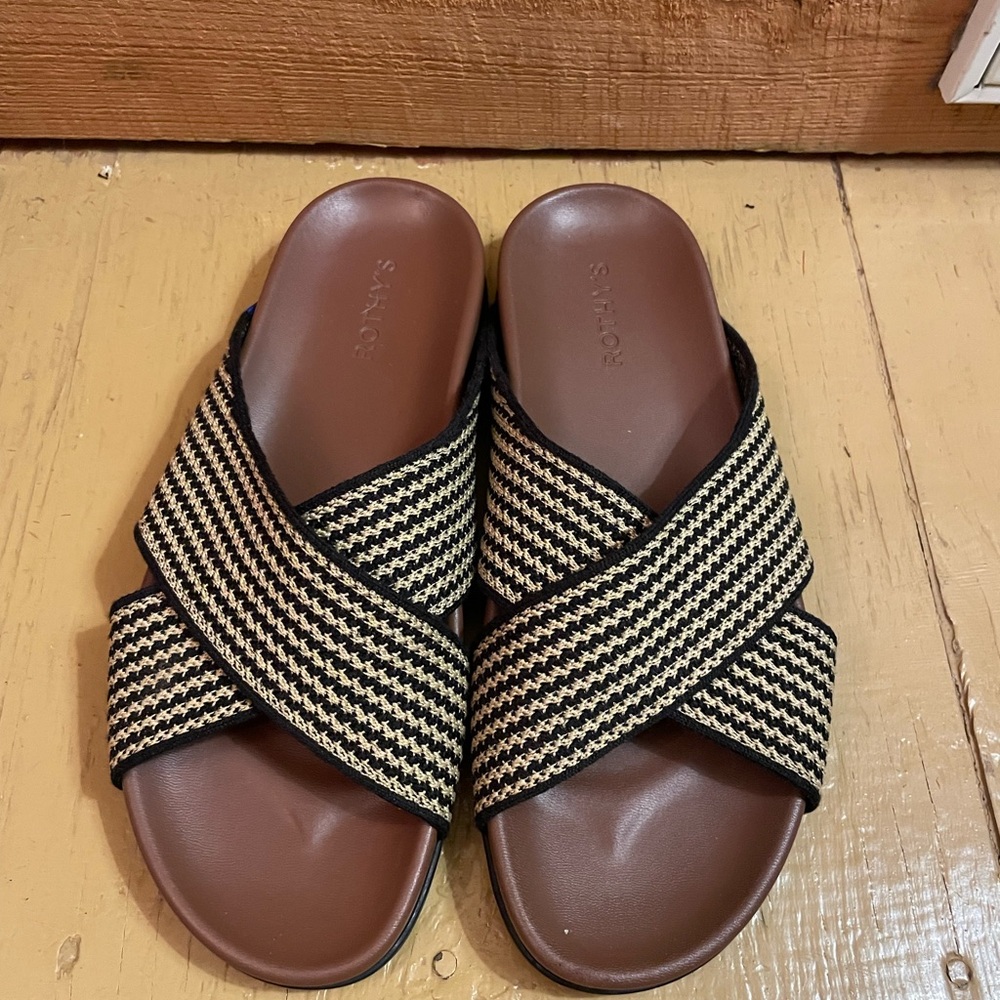 Rothy's Black and Cream Women's Sandals